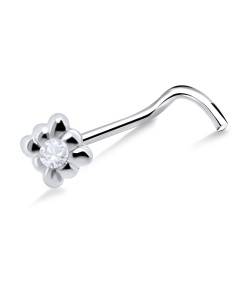 Intricate Design Silver Curved Nose Stud NSKB-698